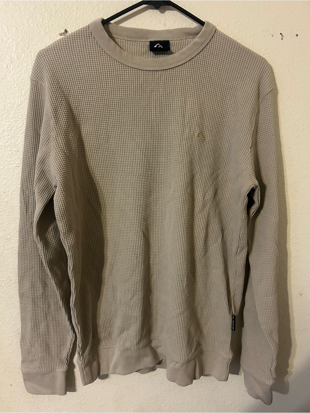 Quiksilver Men's Crewneck Waffle Knit Sweater in Beige